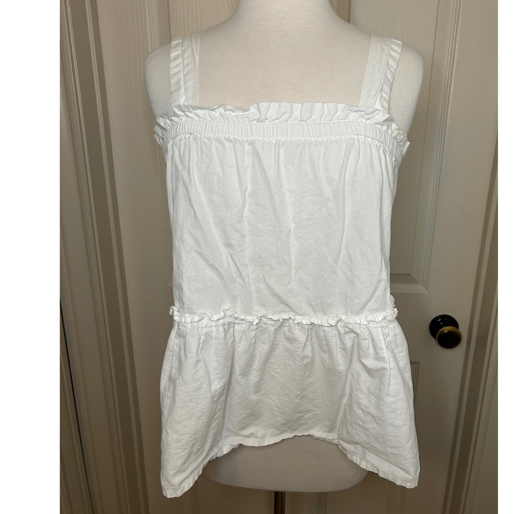 ASOS White Ruffle Peplum Tank Top Sleeveless Casual Cute Women Size 4